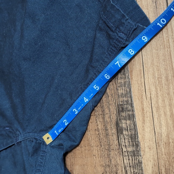 Diamond Gusset Stretch Canvas 6 Pocket Flat Front Chino Shorts Size 36 in Blue - Picture 7 of 7